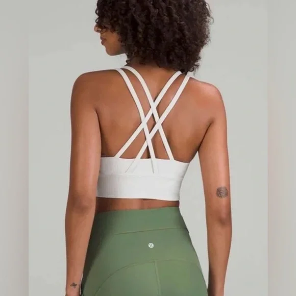 Lululemon Energy Bra Vapor White Ribbed Medium Support Size 12 NWT - Picture 2 of 5